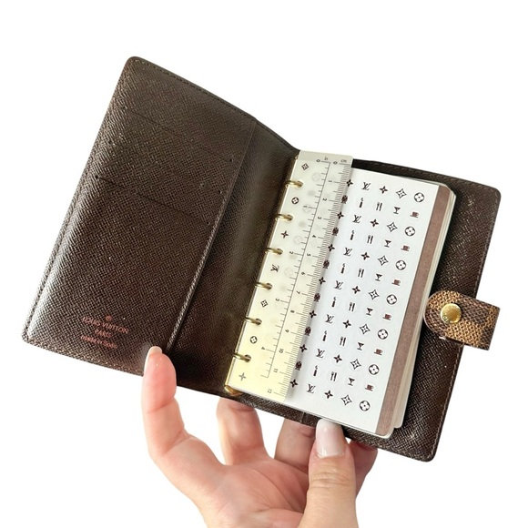 Louis Vuitton Damier Ebene Leather PM Agenda with Ruler Stickers & Map - Picture 2 of 15